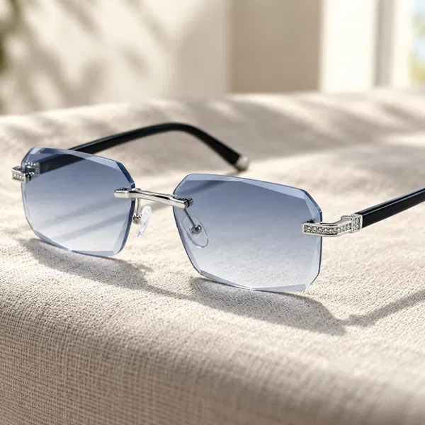 Sleek and lightweight BlueLume Glasses eyewear resting beside premium protective hard shell case on desk
